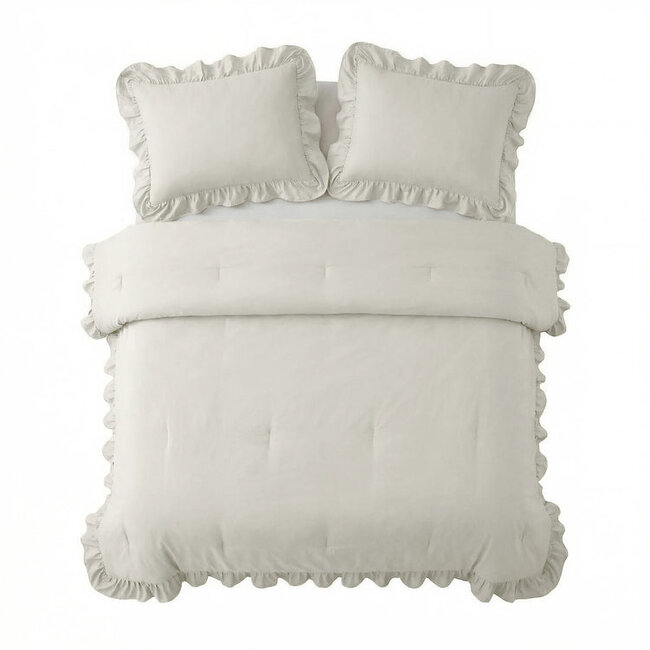 Lazy dekbed zonder overtrek Ruffles - exclusief kussensloop - Creme
