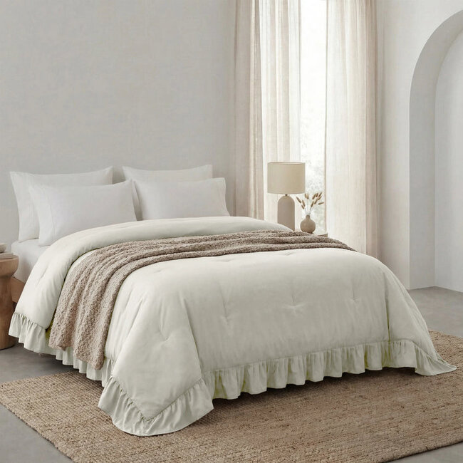 Lazy dekbed zonder overtrek Ruffles - exclusief kussensloop - Creme