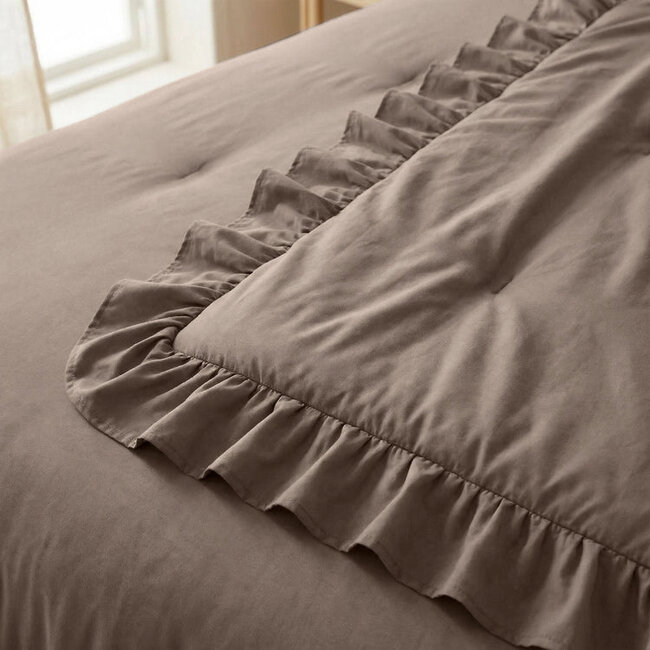 Lazy dekbed zonder overtrek Ruffles - exclusief kussensloop - Taupe