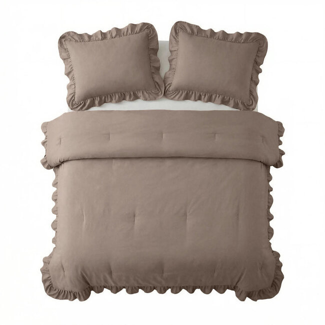 Lazy dekbed zonder overtrek Ruffles - exclusief kussensloop - Taupe