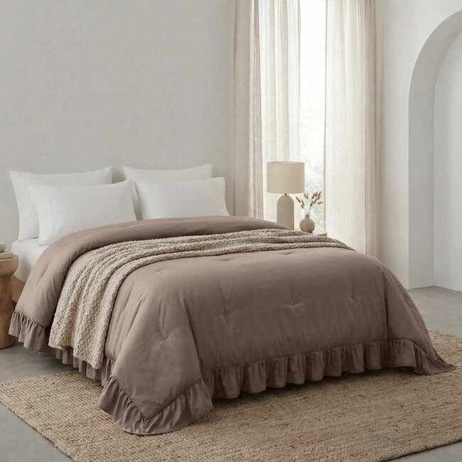 Lazy dekbed zonder overtrek Ruffles - exclusief kussensloop - Taupe