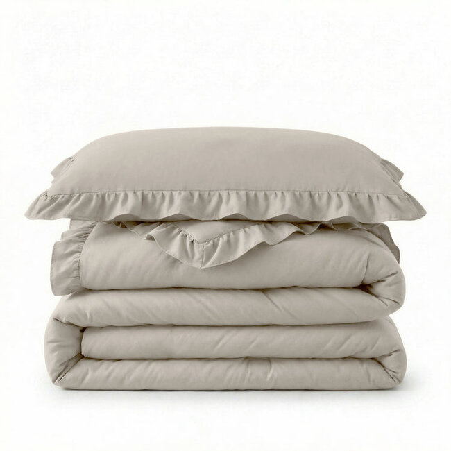 Lazy dekbed zonder overtrek Ruffles - exclusief kussensloop - Beige/Grijs