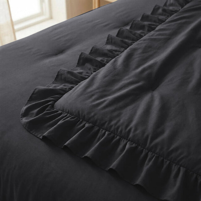 Lazy dekbed zonder overtrek Ruffles - exclusief kussensloop - Antraciet