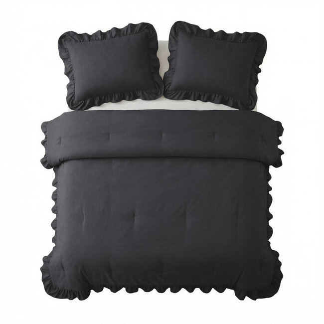 Lazy dekbed zonder overtrek Ruffles - exclusief kussensloop - Antraciet