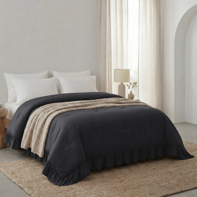 Lazy dekbed zonder overtrek Ruffles - exclusief kussensloop - Antraciet