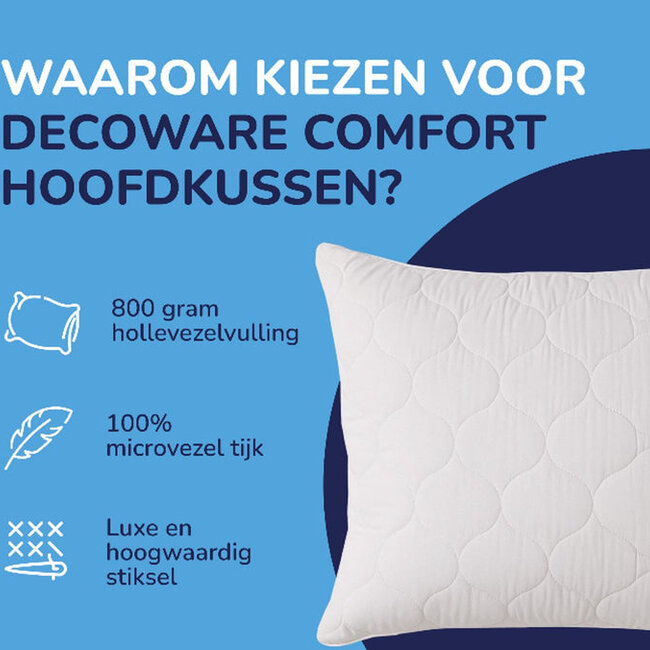 Comfort hoofdkussen 80x80 cm (800 gram)