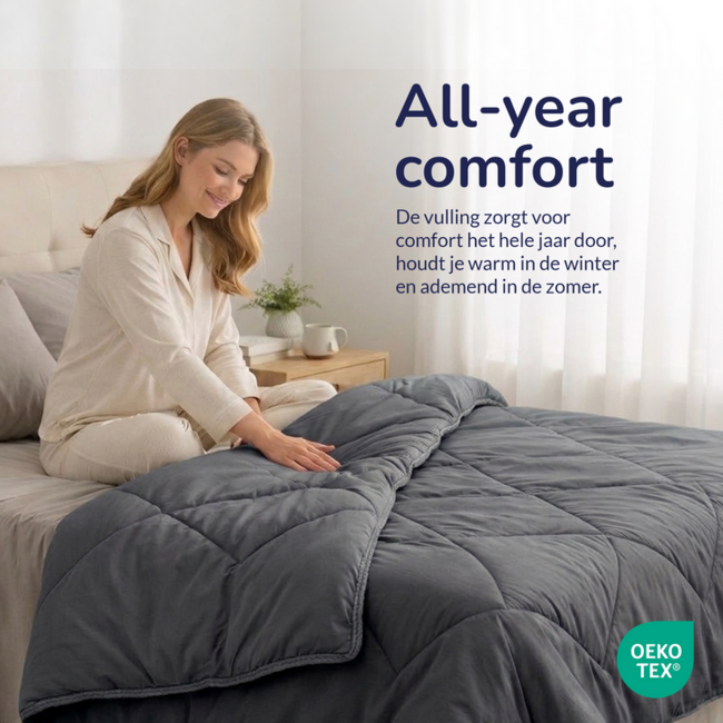 Dekbed zonder overtrek Decoware - inclusief kussensloop - Antraciet