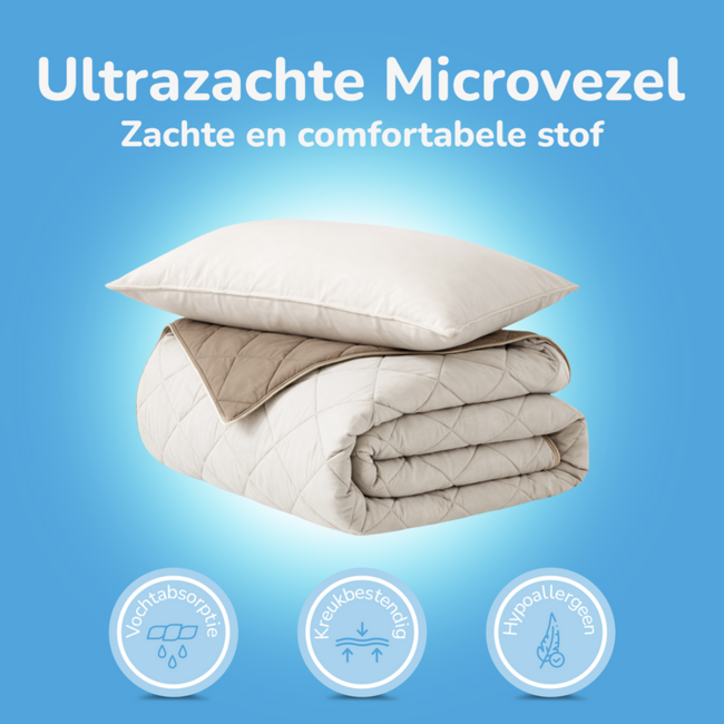 Dekbed zonder overtrek Decoware - inclusief kussensloop - Creme/Taupe