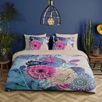 HiP Katoensatijn dekbedovertrek Nishell - blauw