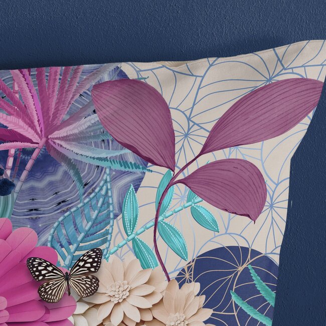 Katoensatijn dekbedovertrek Nishell - blauw