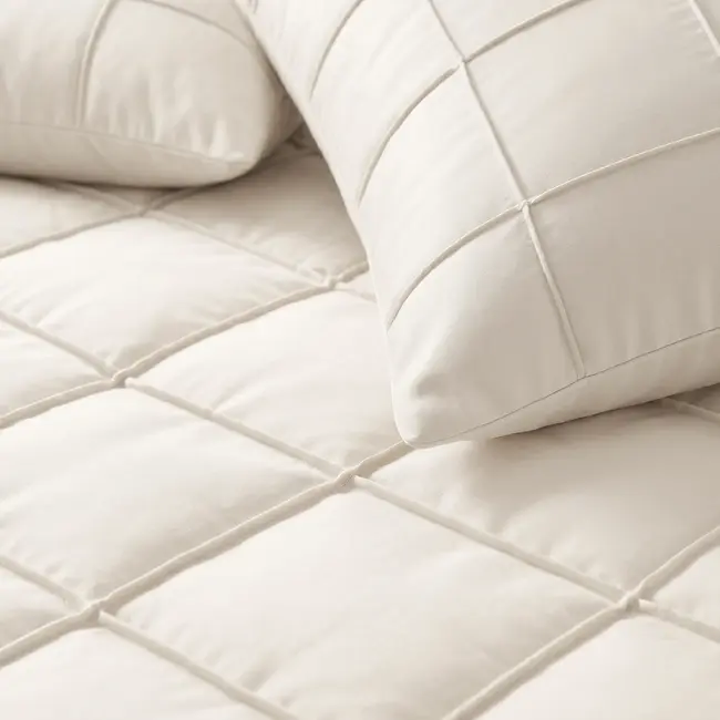 Microvezel dekbedovertrek Check Pintuck - beige