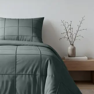 Sleeptime Microvezel dekbedovertrek Check Pintuck - groen