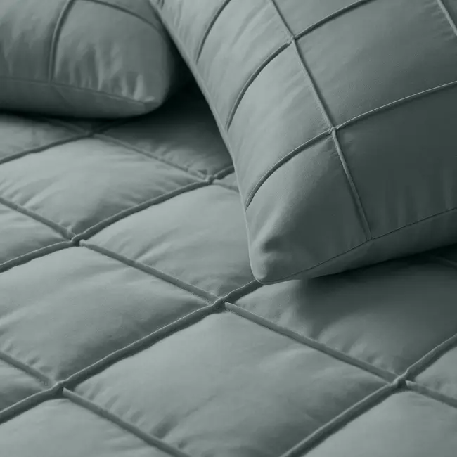 Microvezel dekbedovertrek Check Pintuck - groen