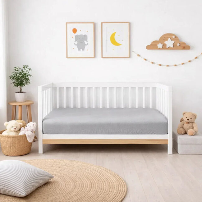 Baby katoenen hoeslaken 60x120 cm - grijs