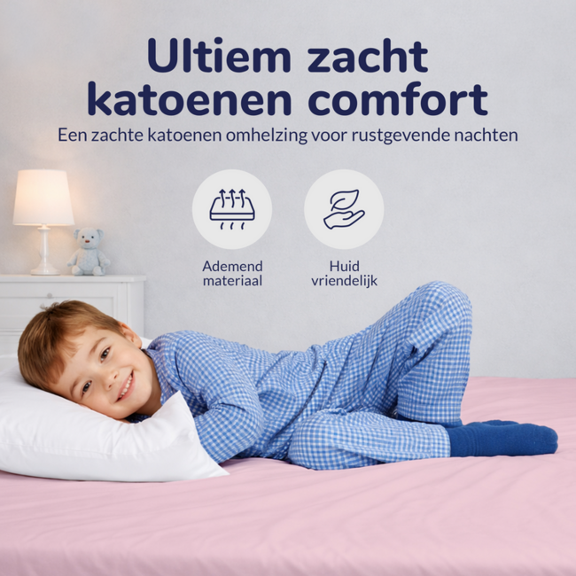 Peuter katoen hoeslaken 70x150 cm - roze