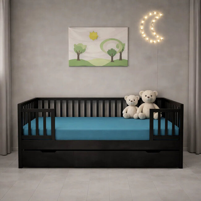 Peuter katoen hoeslaken 70x150 cm - blauw