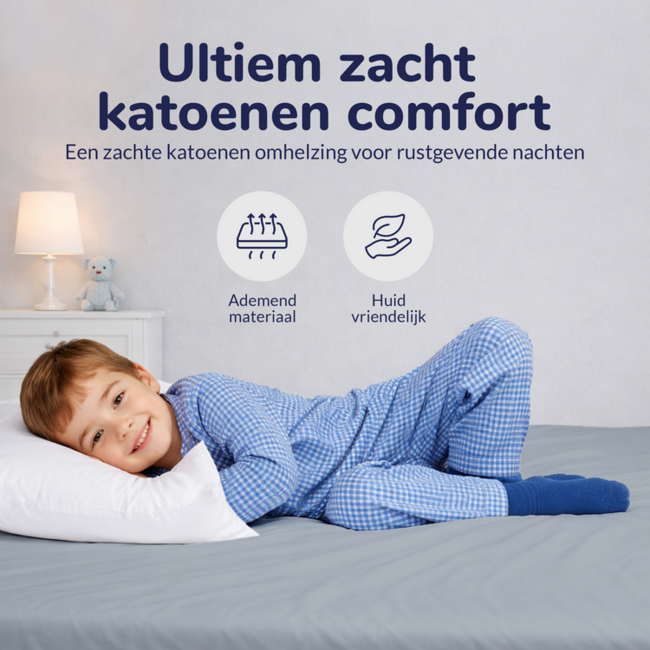 Peuter katoen hoeslaken 70x150 cm - grijs