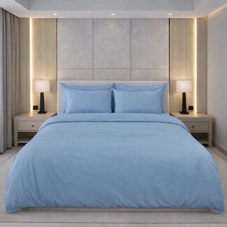 .Decoware® Katoensatijn dekbedovertrek uni - ijsblauw