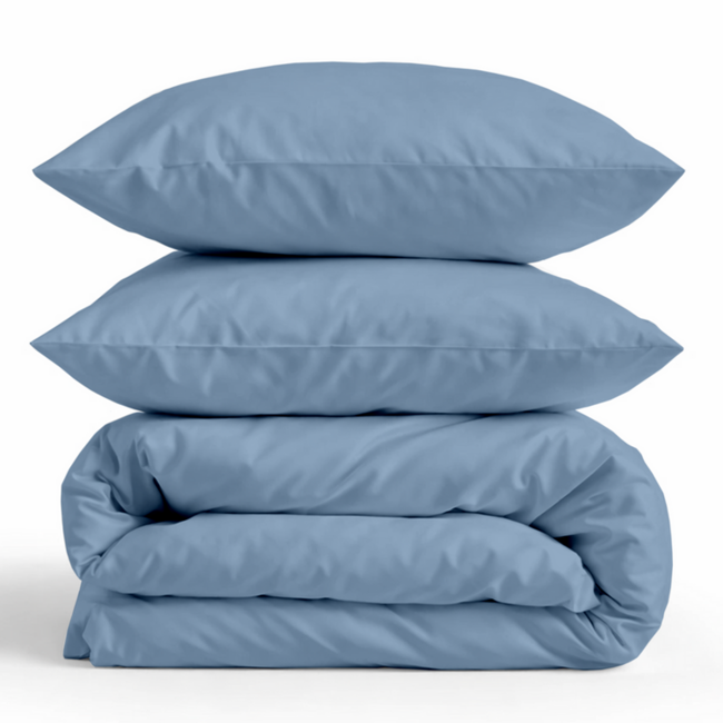 Katoensatijn dekbedovertrek uni - ijsblauw