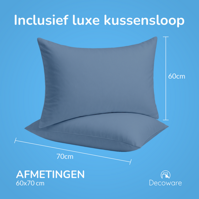 Katoensatijn dekbedovertrek uni - ijsblauw