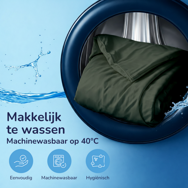 Katoensatijn dekbedovertrek uni - groen