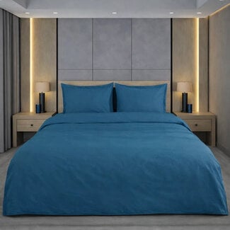 .Decoware® Katoensatijn dekbedovertrek uni - blauw
