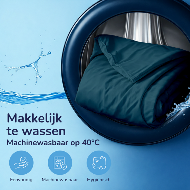 Katoensatijn dekbedovertrek uni - blauw