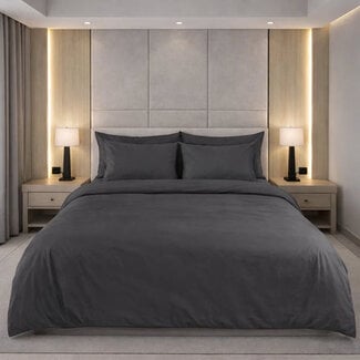 .Decoware® Katoensatijn dekbedovertrek uni - antraciet