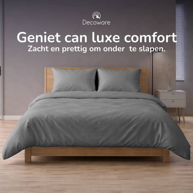 Katoensatijn dekbedovertrek uni - antraciet