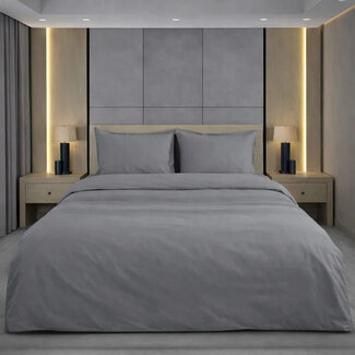 .Decoware® Katoensatijn dekbedovertrek uni - grijs