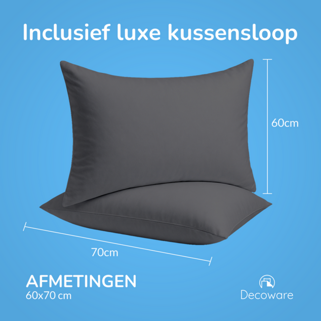 Katoensatijn dekbedovertrek uni - grijs