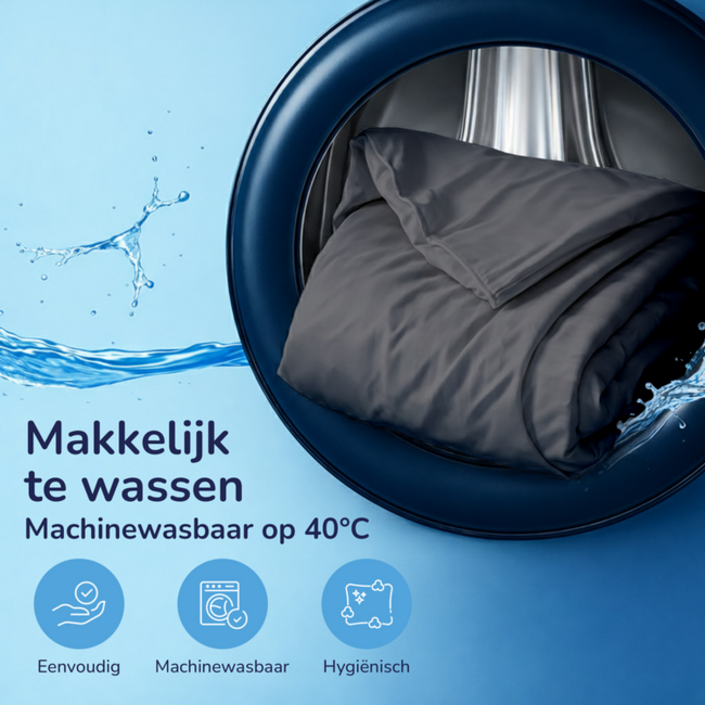 Katoensatijn dekbedovertrek uni - grijs