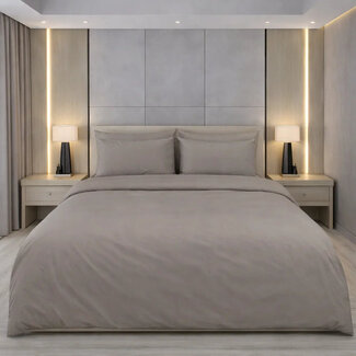 .Decoware® Katoensatijn dekbedovertrek uni - warm stone