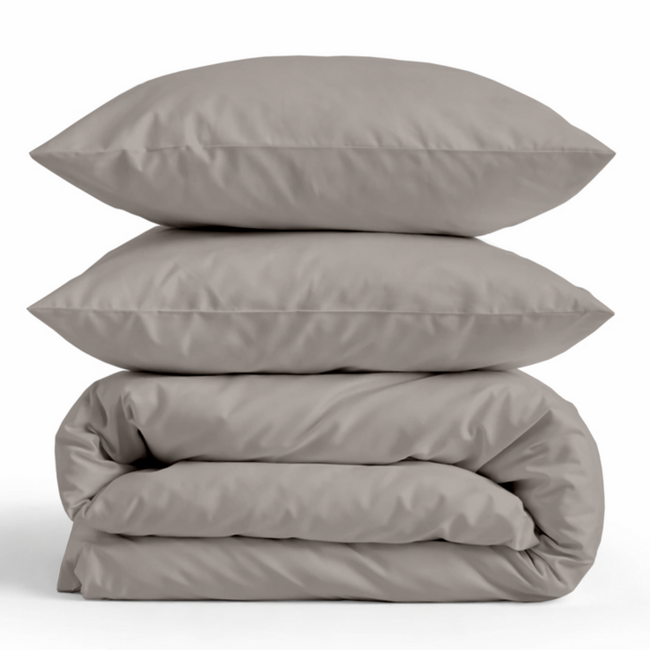 Katoensatijn dekbedovertrek uni - warm stone