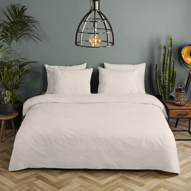 Katoensatijn dekbedovertrek uni - lichtzand