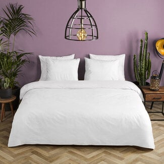 HiP Katoensatijn dekbedovertrek uni - wit