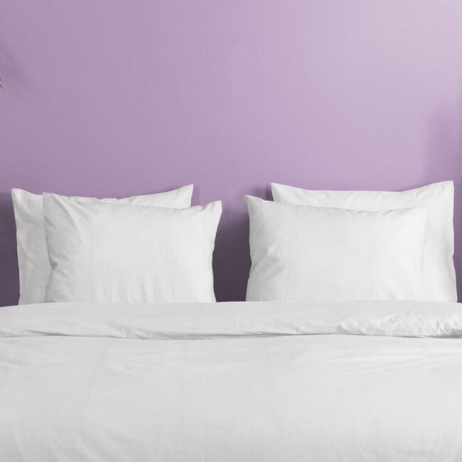 Katoensatijn dekbedovertrek uni - wit