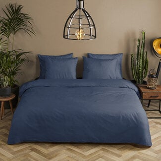 HiP Katoensatijn dekbedovertrek uni - donkerblauw
