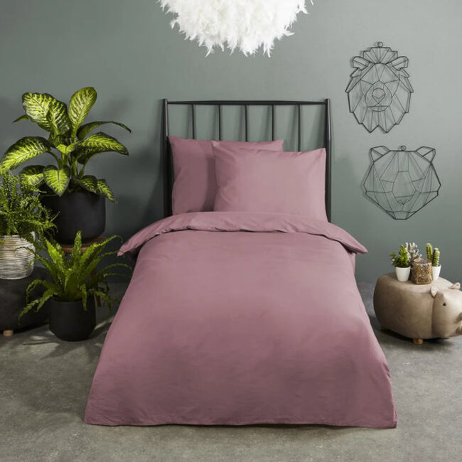 Katoensatijn dekbedovertrek uni - roze