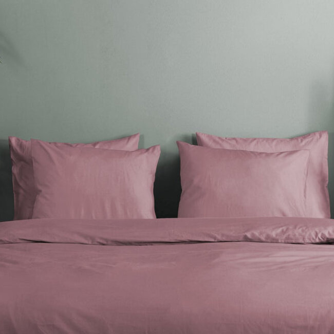 Katoensatijn dekbedovertrek uni - roze