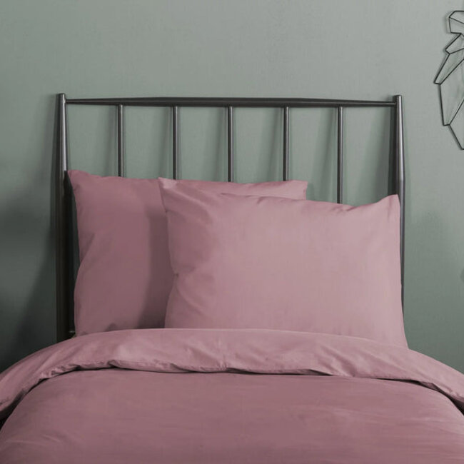 Katoensatijn dekbedovertrek uni - roze