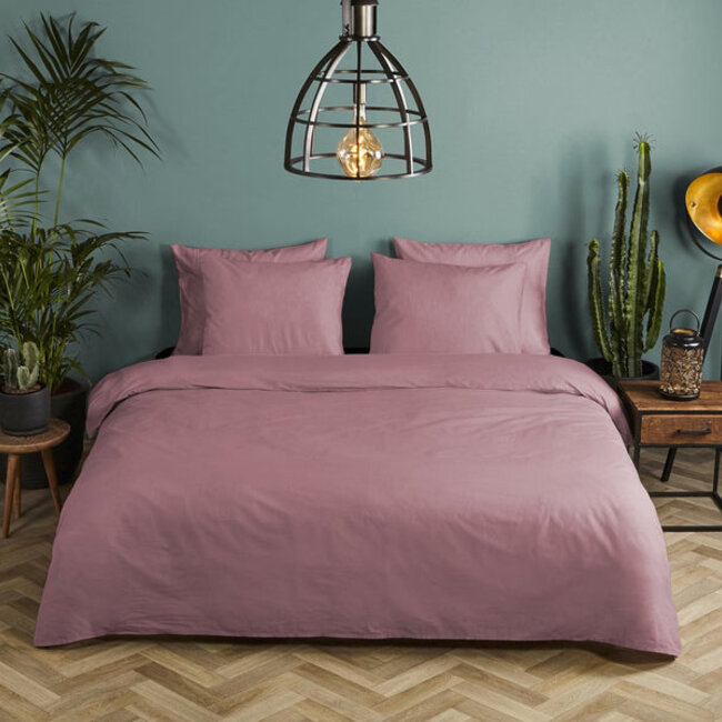 Katoensatijn dekbedovertrek uni - roze