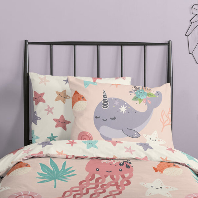 Kinderdekbedovertrek Loua - roze - katoen - eenpersoons - 140x220 + 60x70 cm