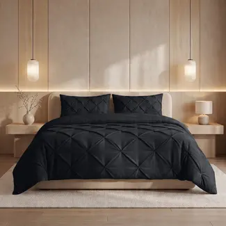 Sleeptime Lazy dekbed zonder overtrek Pintuck - antraciet - exclusief kussensloop