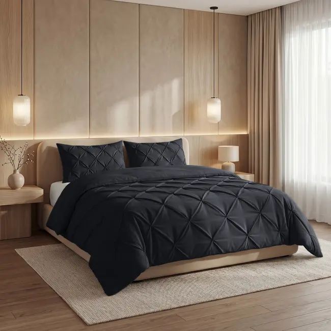 Lazy dekbed zonder overtrek Pintuck - antraciet - exclusief kussensloop