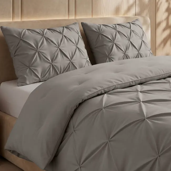 Lazy dekbed zonder overtrek Pintuck - grijs - exclusief kussensloop