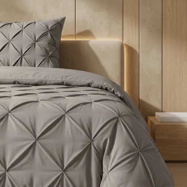 Lazy dekbed zonder overtrek Pintuck - grijs - exclusief kussensloop