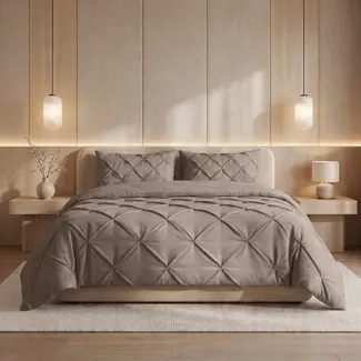 Sleeptime Lazy dekbed zonder overtrek Pintuck - taupe - exclusief kussensloop