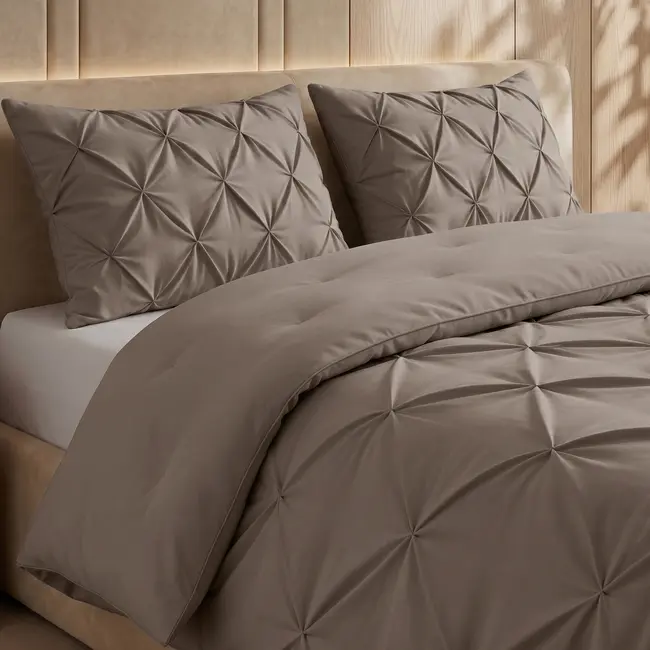 Lazy dekbed zonder overtrek Pintuck - taupe - exclusief kussensloop