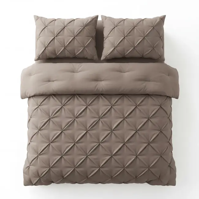 Lazy dekbed zonder overtrek Pintuck - taupe - exclusief kussensloop